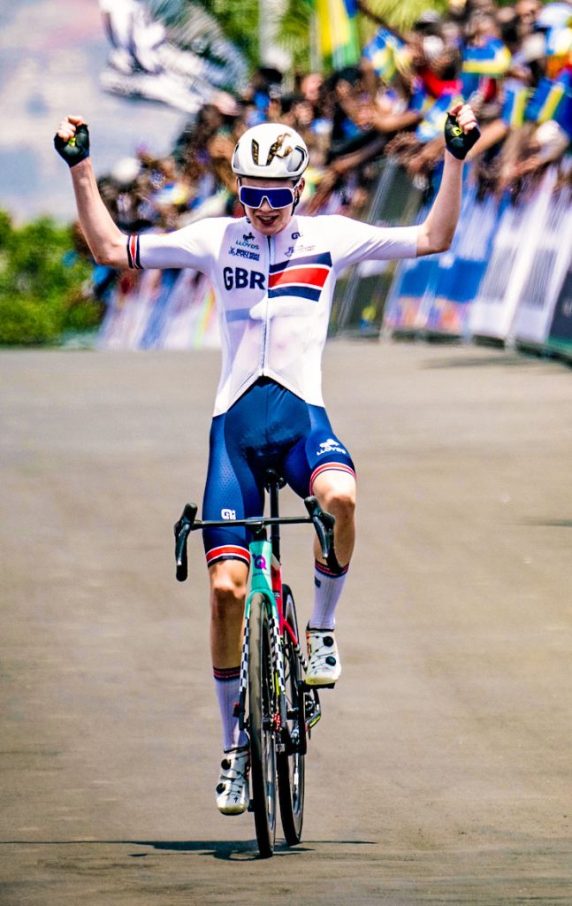 Harry hudson posts up as he crosses the line